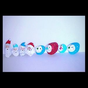 Set of 8 Santa & Snowmen Florida Seashells